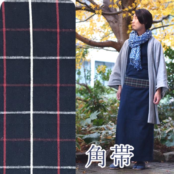 Màu đỏ và trắng cotton, linen, quần áo bằng vải thô nhuộm kiểm tra, Hyogo Prefecture Nishiwaki Banshu dệt màu xanh lam đậm