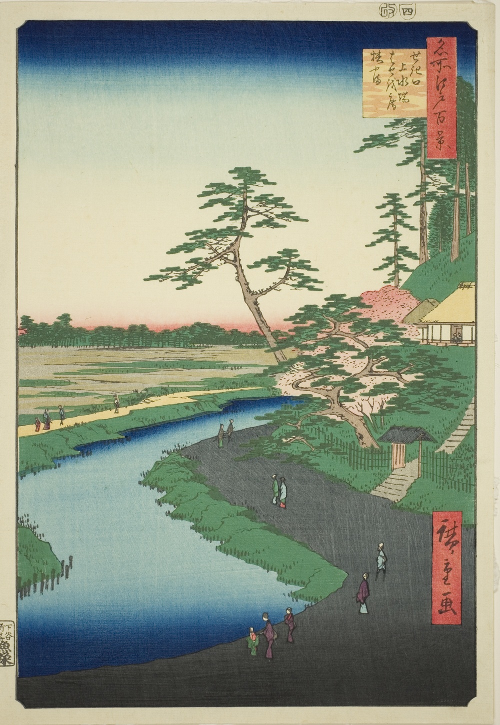 『名所江戸百景』より「関口芭蕉庵椿山」