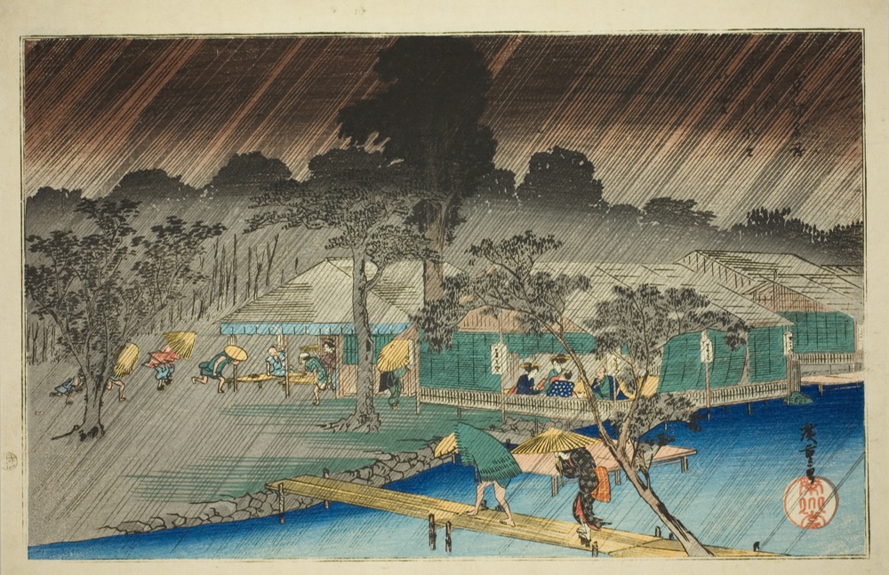 『京都名所之内』より「多田須河原の夕立」