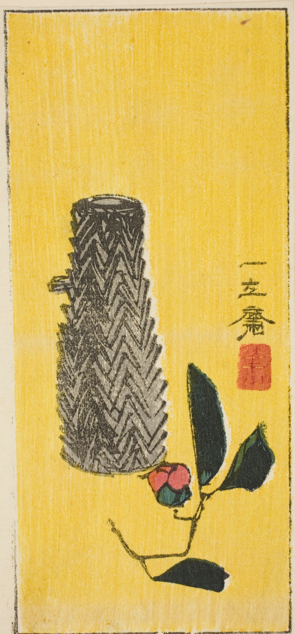 「椿と籠」（張交ぜ図の一部分）