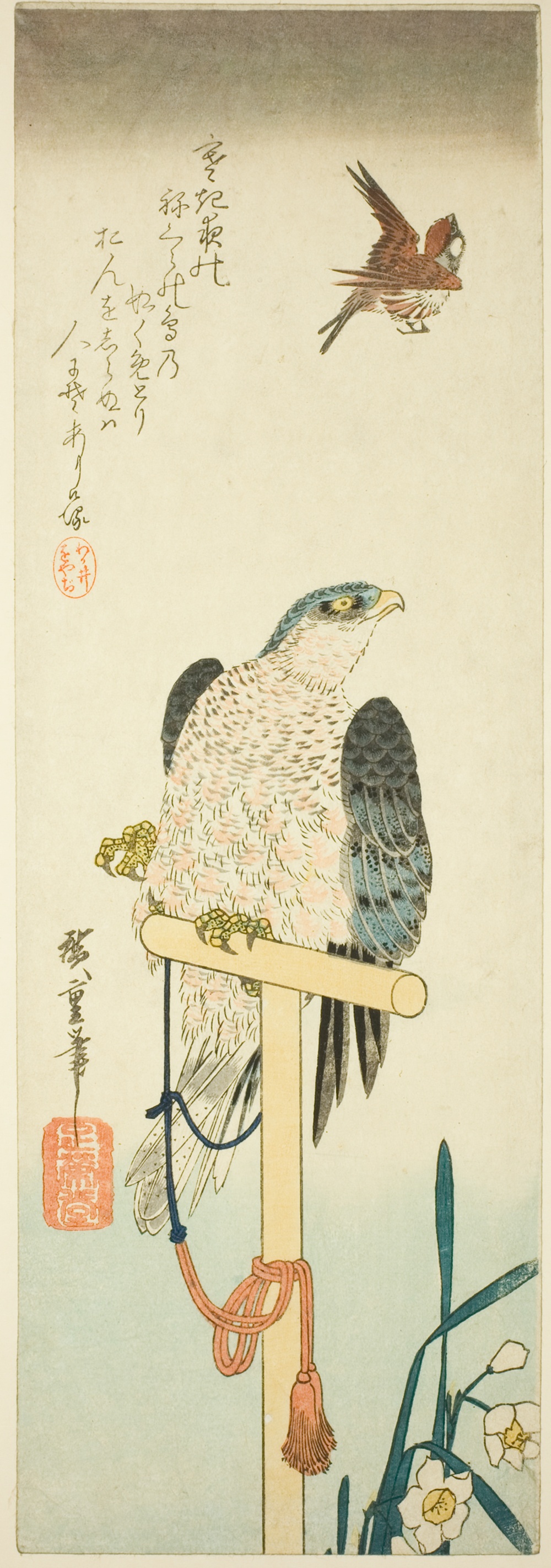 「鷹、雀、水仙」