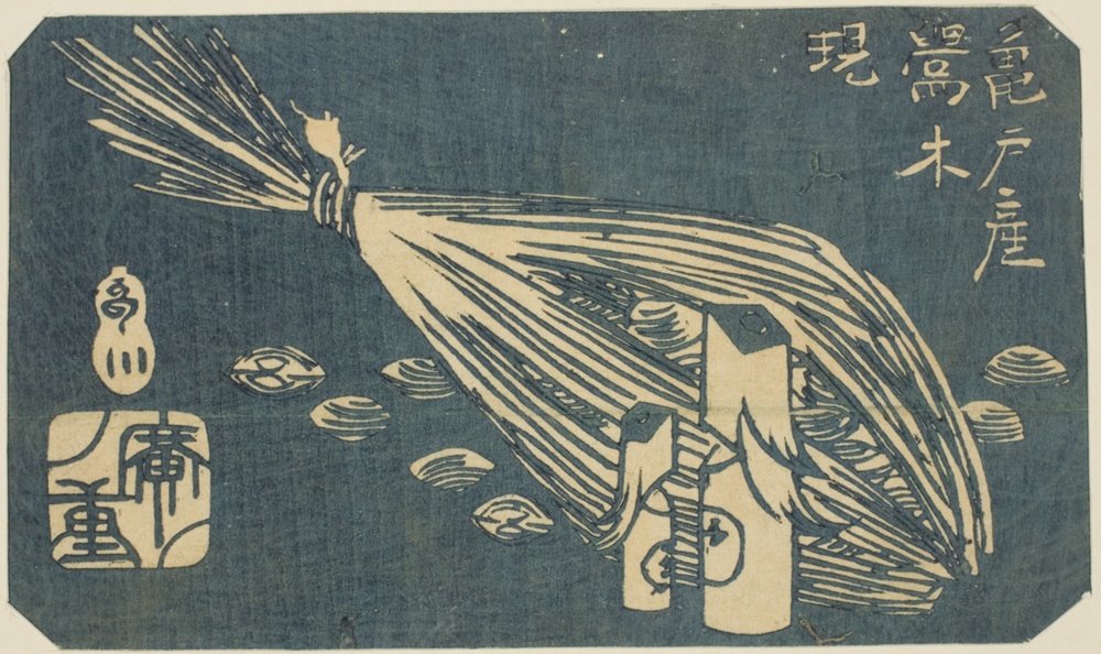 『江戸名所張交ぜ』より「亀戸天神鶯と蜆」