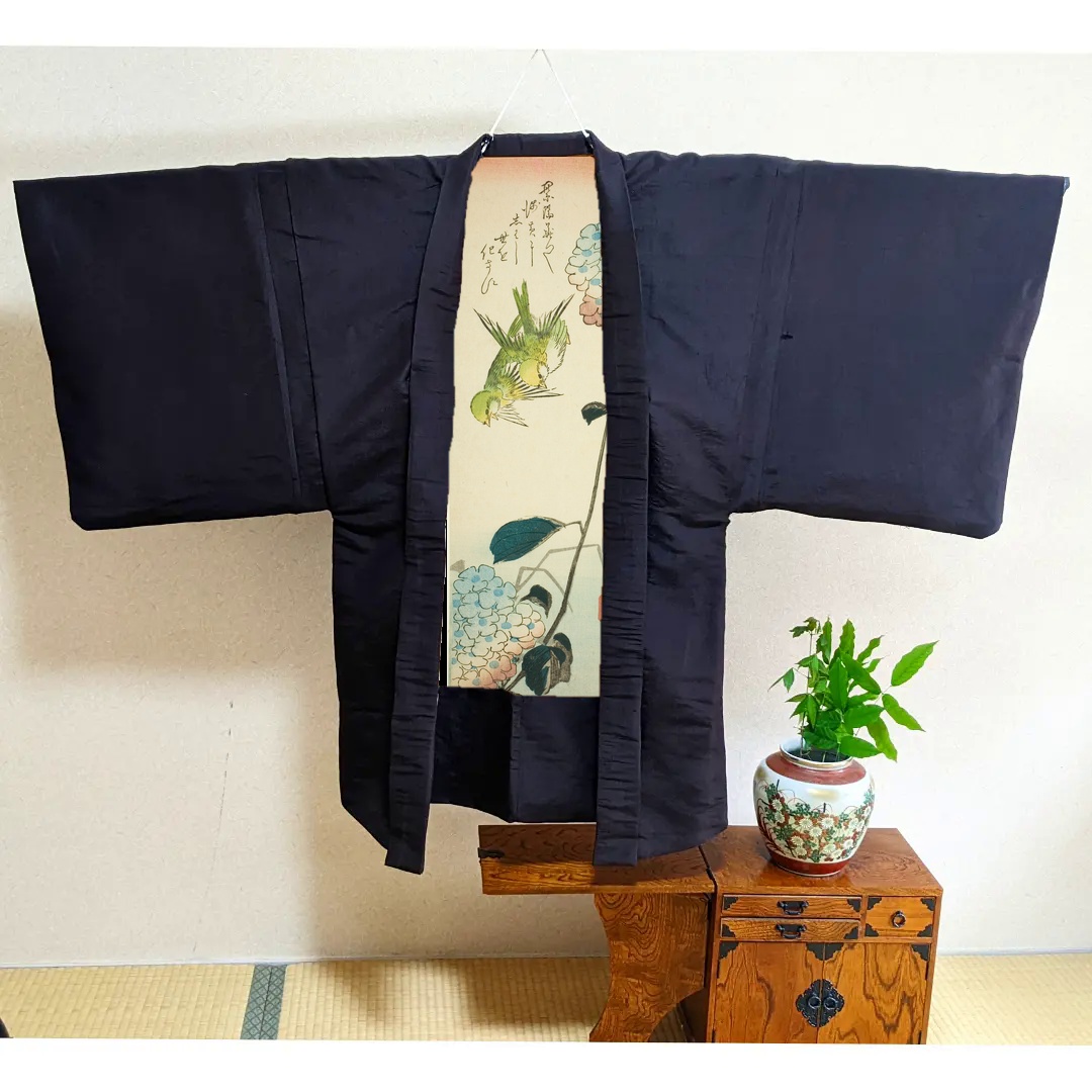 「緑鳥と紫陽花」