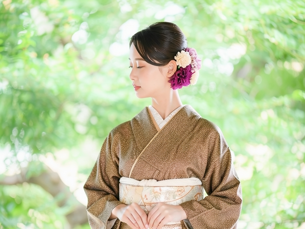 small flower pattern kimono (worn)