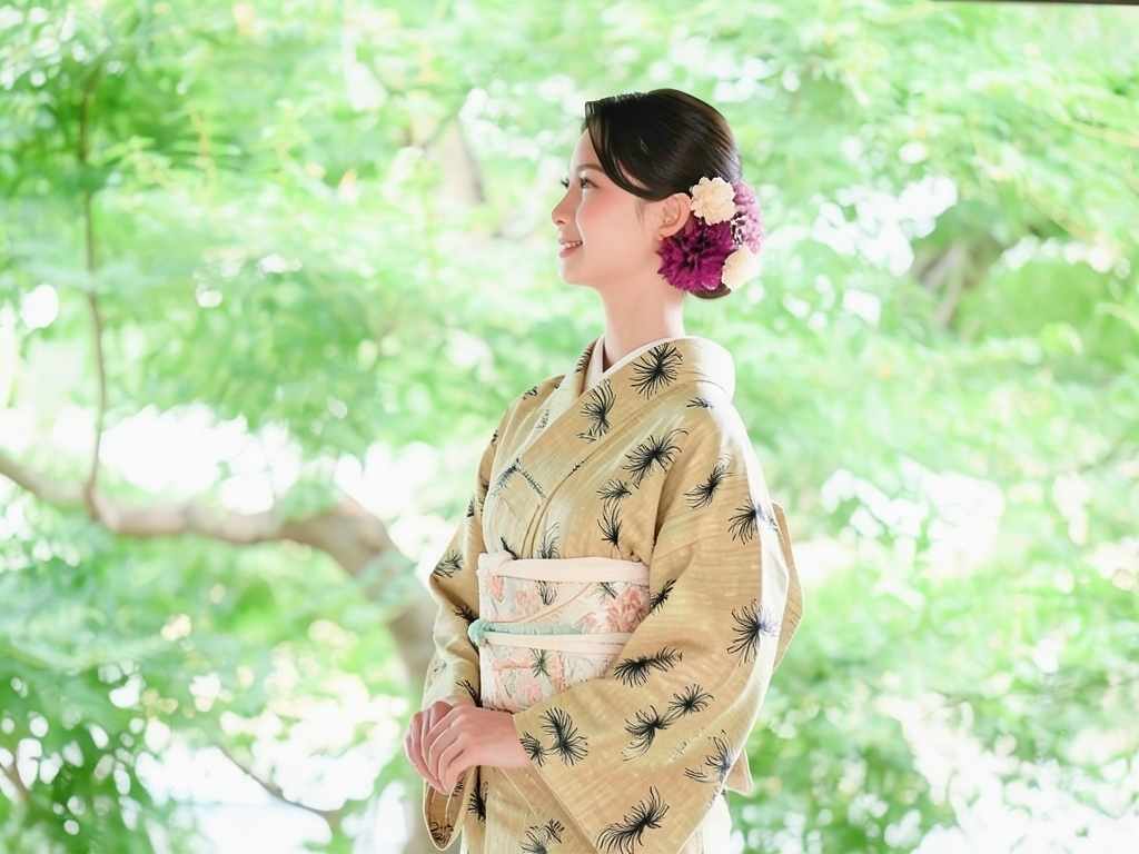 糸菊模様着物（着用イメージ）