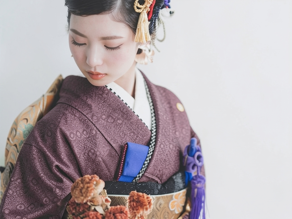 geometric pattern kimono (worn)