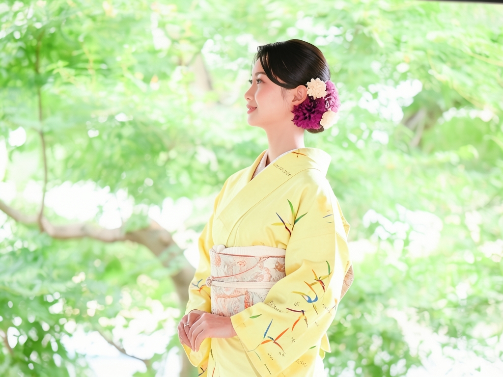 草葉に箔散らし模様訪問着【訪問着・付下げ】（着用イメージ）