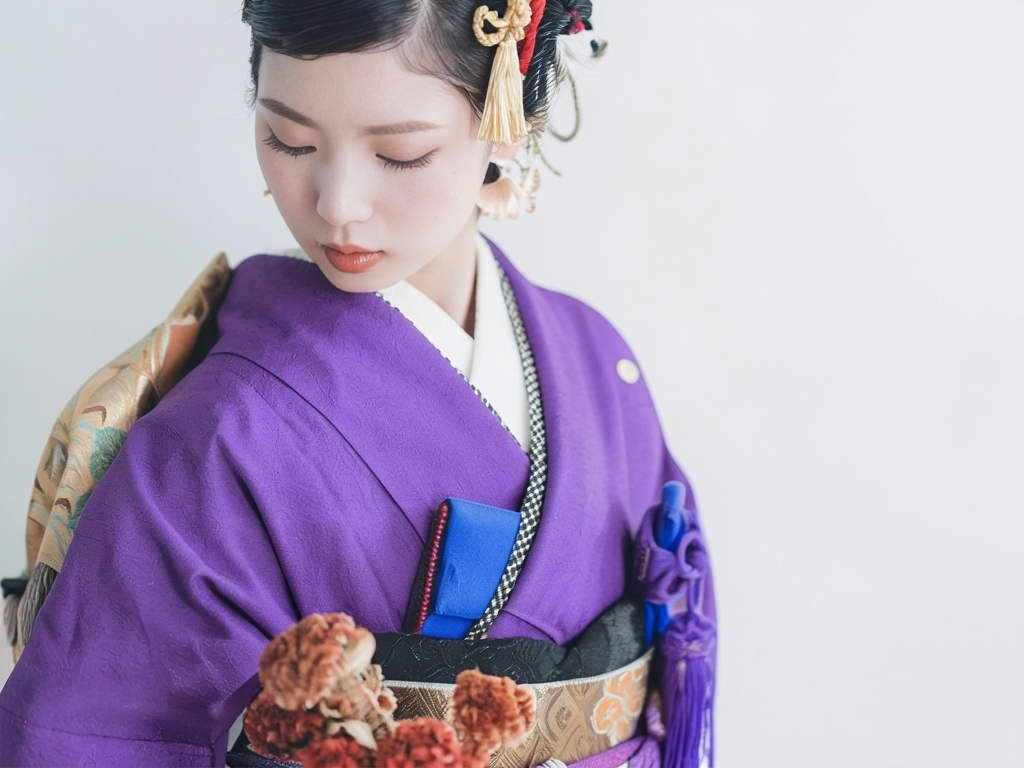 Single kimono with arabesque pattern (worn)