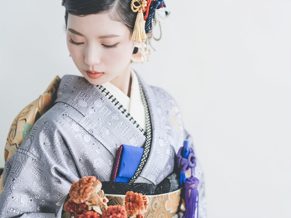 花瓶模様着物（着用イメージ）