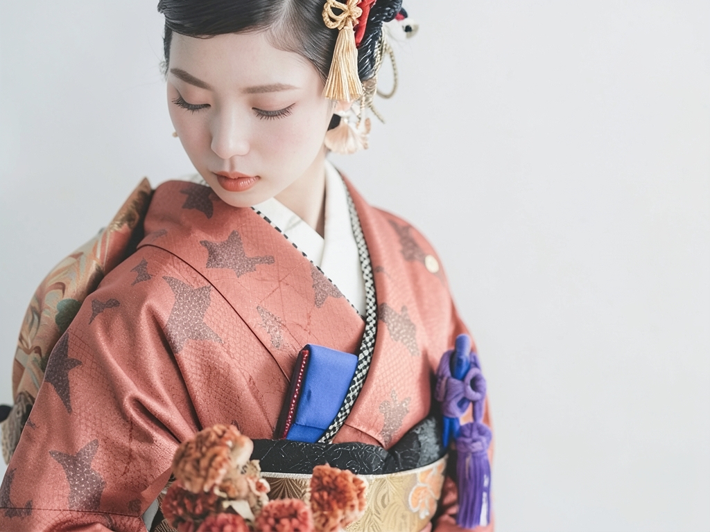 abstract pattern kimono (worn)