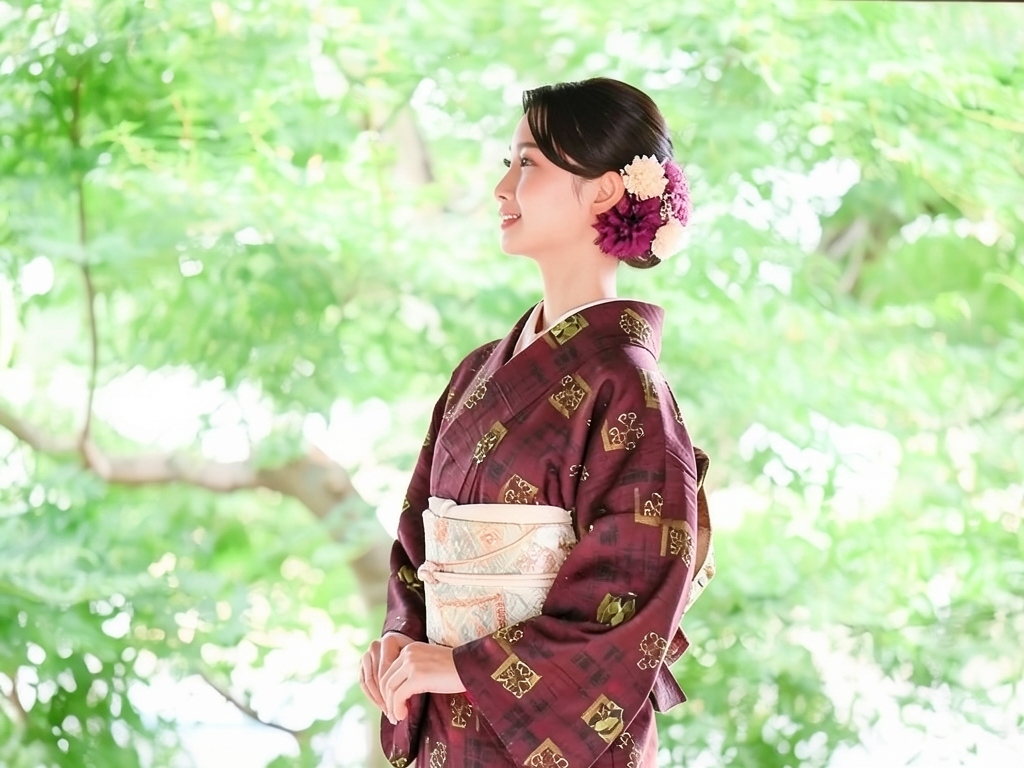 水差し模様織出し着物（着用イメージ）