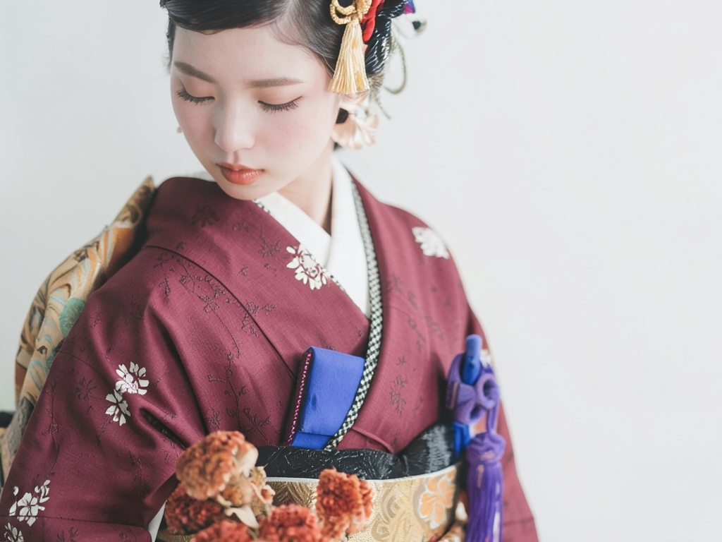 花更紗模様織り出し着物（着用イメージ）