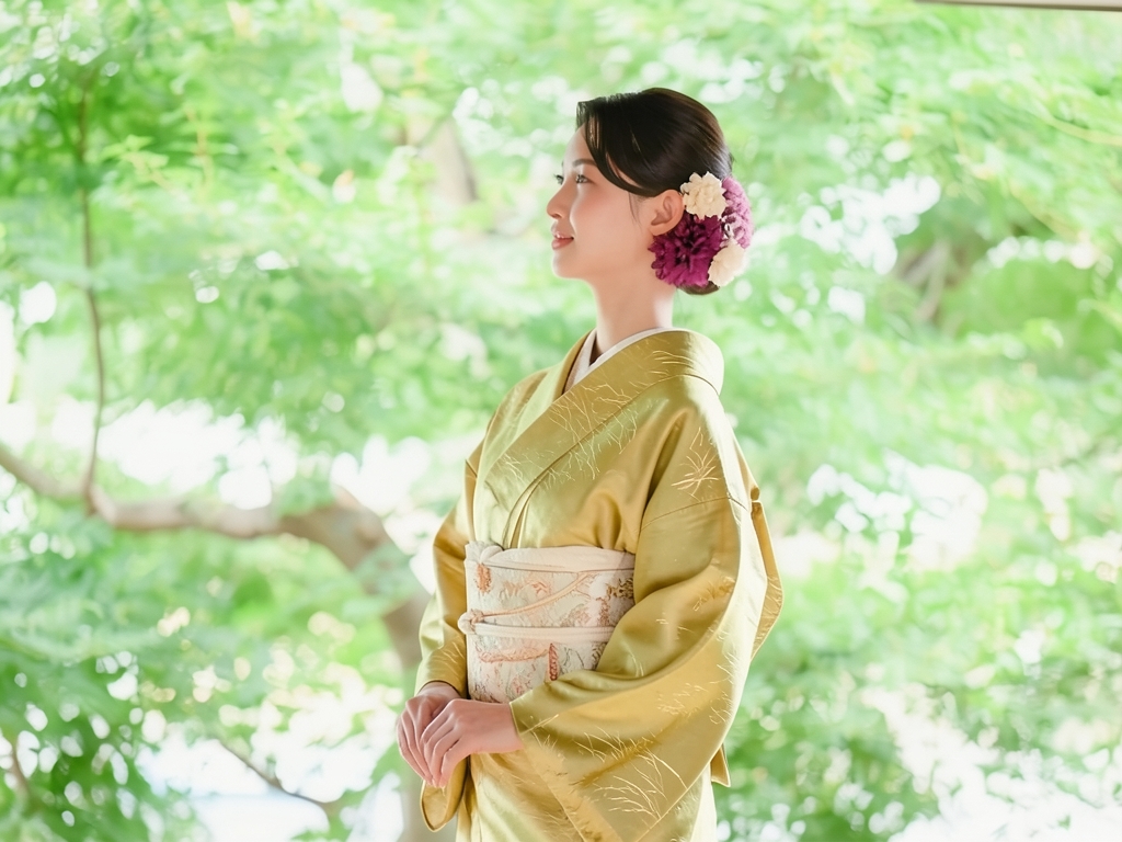 草葉模様刺繍暈し訪問着（着用イメージ）