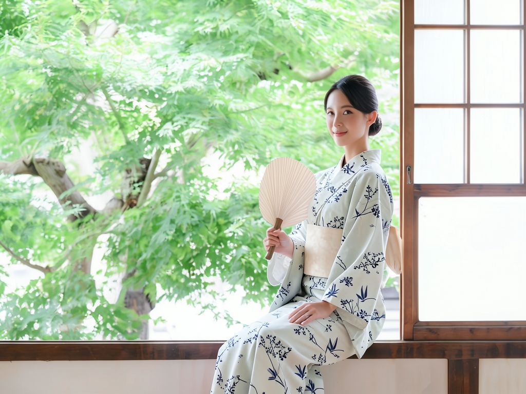 両面染め・綿絽・IKS COLLECTIONゆかた 反物 耳あり 白地・トンボ柄・No.32（女 浴衣）