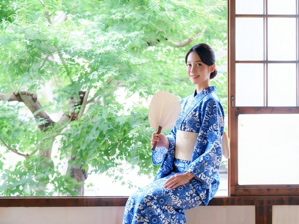 ゆかた 生地 耳有り 浴衣 反物・No.34 白地・菊唐草柄（女 浴衣）