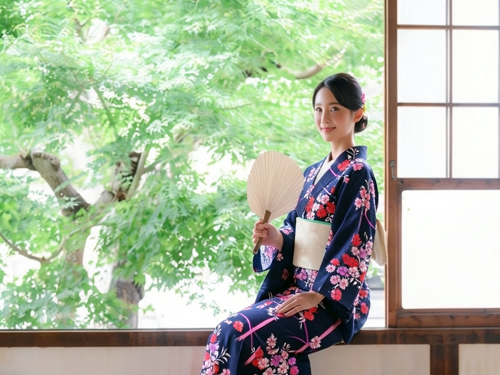 教材用 ゆかた 未仕立て品 耳なし(耳がほつれにくい加工済)浴衣反物 生地 No.38 ナデシコ柄・黒地（女 浴衣）