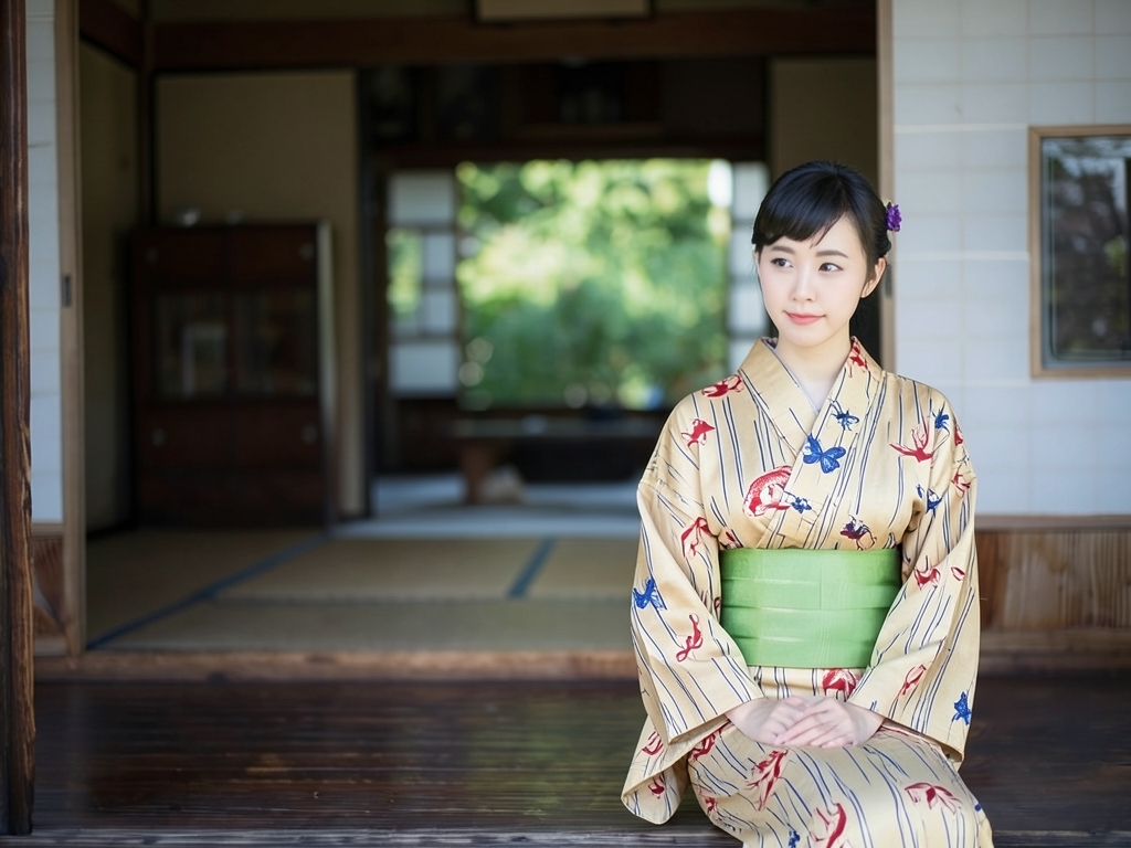 ゆかた生地・両面染め・耳有り浴衣 反物 源氏物語 金魚柄・クリーム地・No.39（女 浴衣）