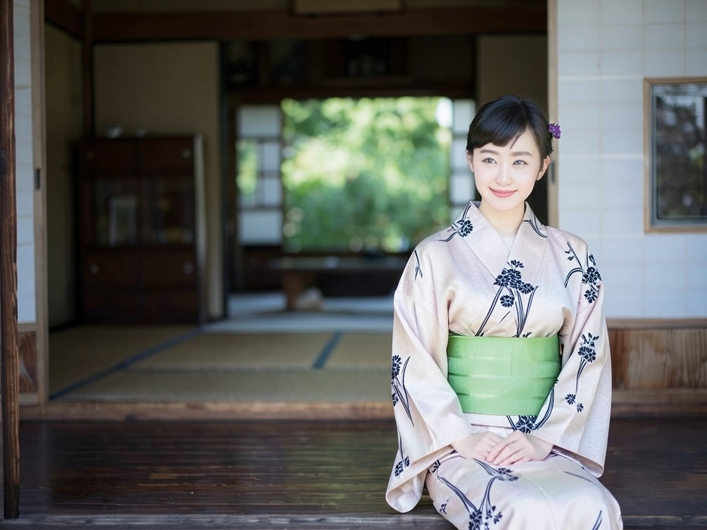 Yukata fabric, both sides dyed, untailored Yukata, cloth, with ears, white background, daffodil pat… (Female yukata)
