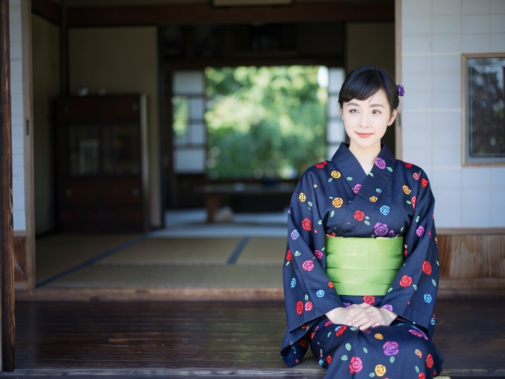 ゆかた 生地 浜松注染浴衣 反物 耳あり No.48バラ柄・濃紺地（女 浴衣）