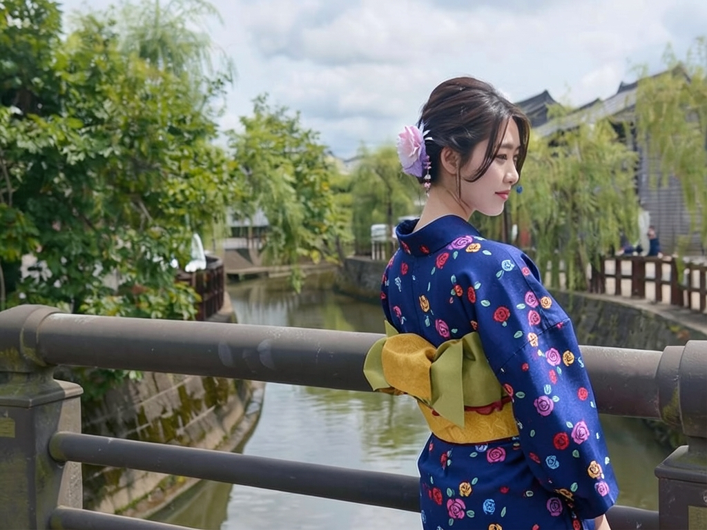 ゆかた 生地 浜松注染浴衣 反物 耳あり No.48バラ柄・濃紺地（女 浴衣）