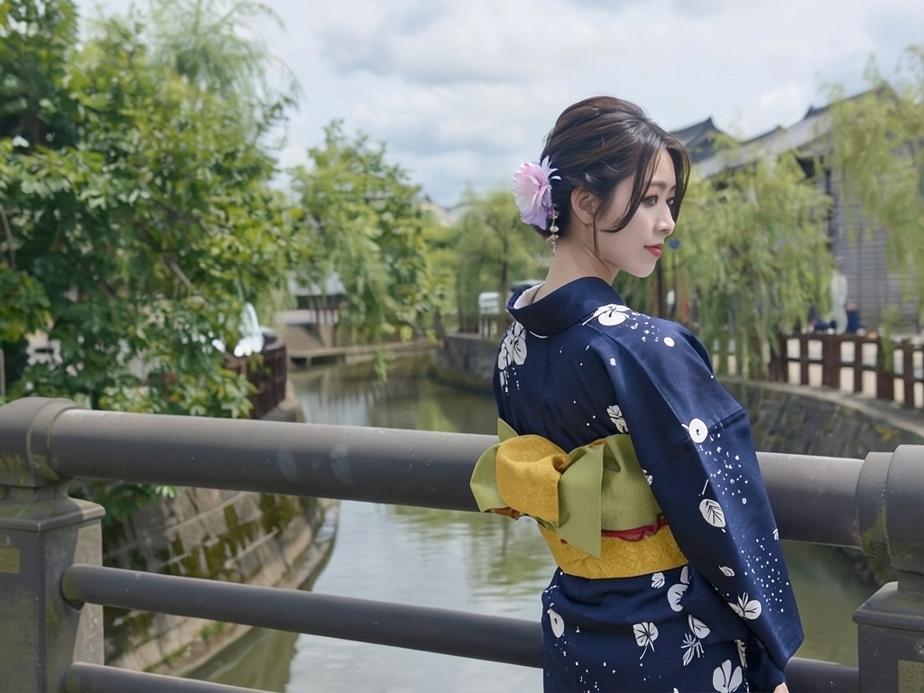 女物 ゆかた 生地浴衣 反物 レディース No.51 濃紺地・ツバキ柄 両面染め 耳あり（女 浴衣）