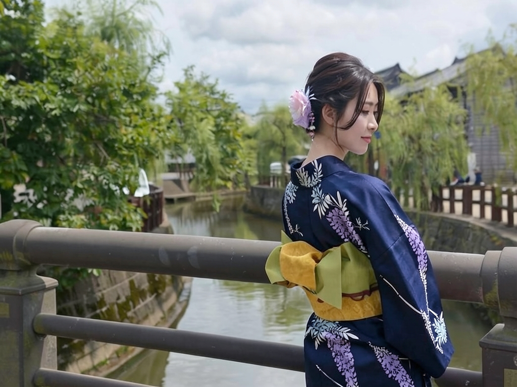 ゆかた 生地 耳あり 両面染め浴衣 反物 綿絽 黒地・フジ柄・No.56（女 浴衣）