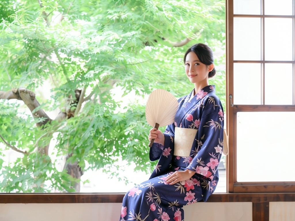 金彩加工 生地 耳なし(ほつれにくい加工済み)浴衣 反物 レディース No.61 紫紺地・キキョウ柄（女 浴衣）