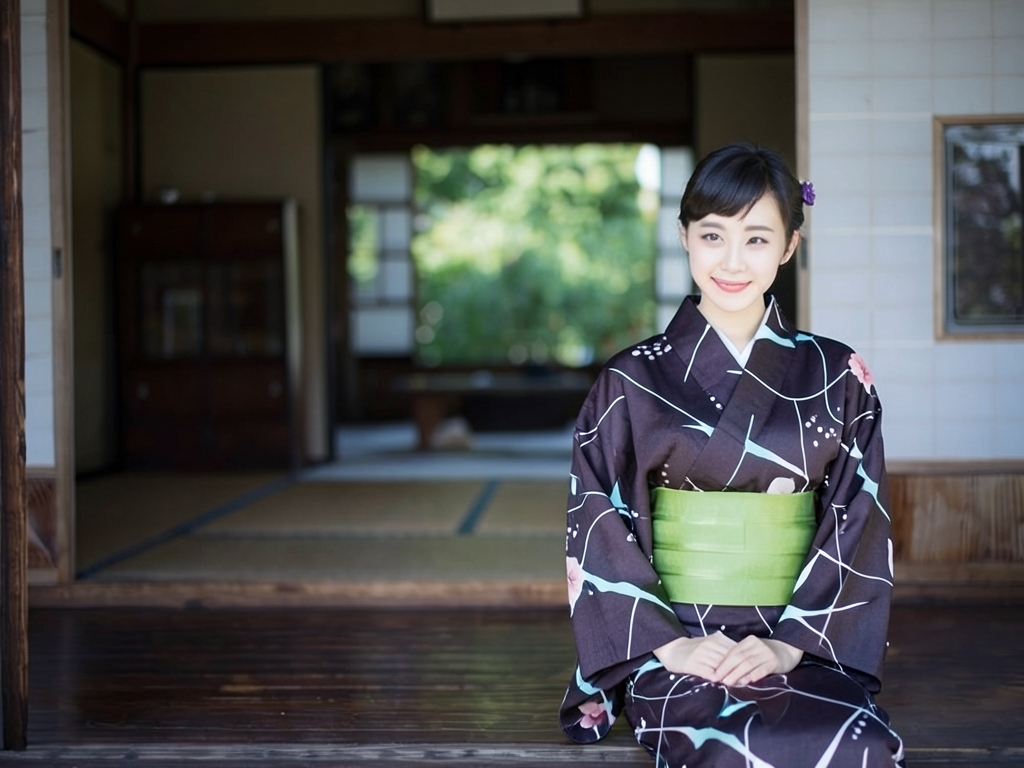 Yukata with ears, double-sided dyed Yukata cloth fabric No.66, dark blue, geometric pattern (Female yukata)