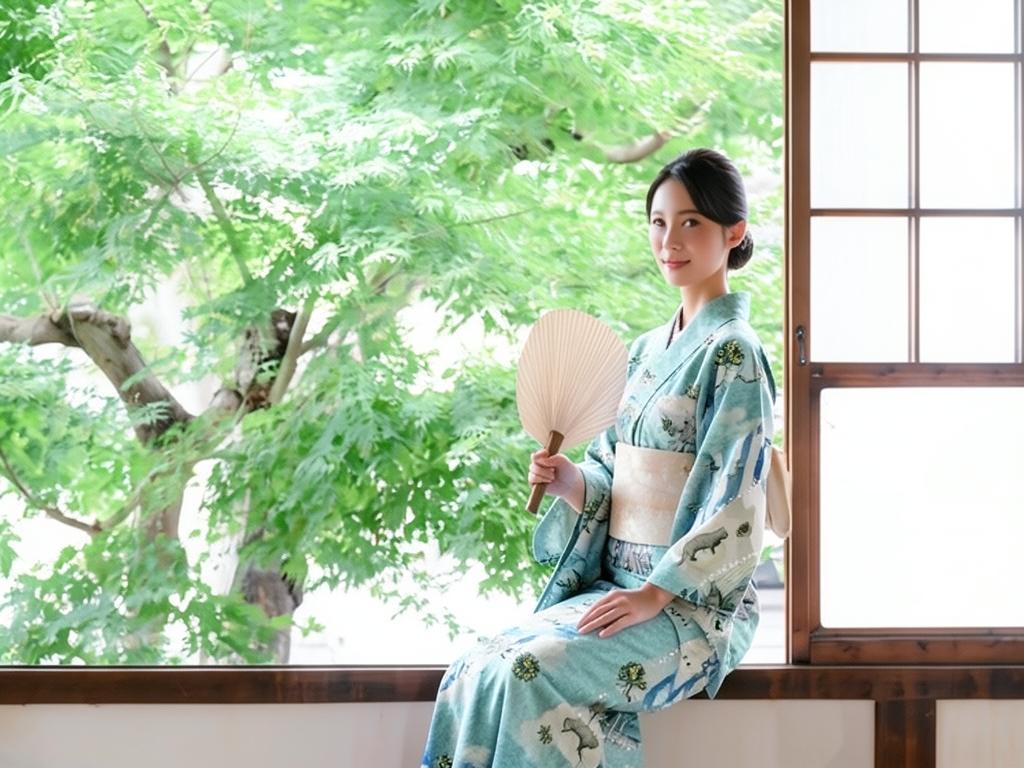 ポリエステル・セオアルファ・和風館・耳あり 浴衣 反物 CEOα・Fruttarossa 水色地・ネコ柄・No.69（女 浴衣）
