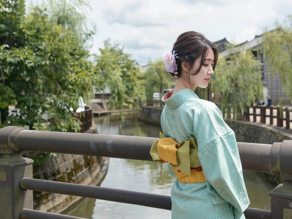 ゆかた生地 クインサイズ 浴衣 反物・美術サロン 菊菱柄・青緑地・No.72（女 浴衣）