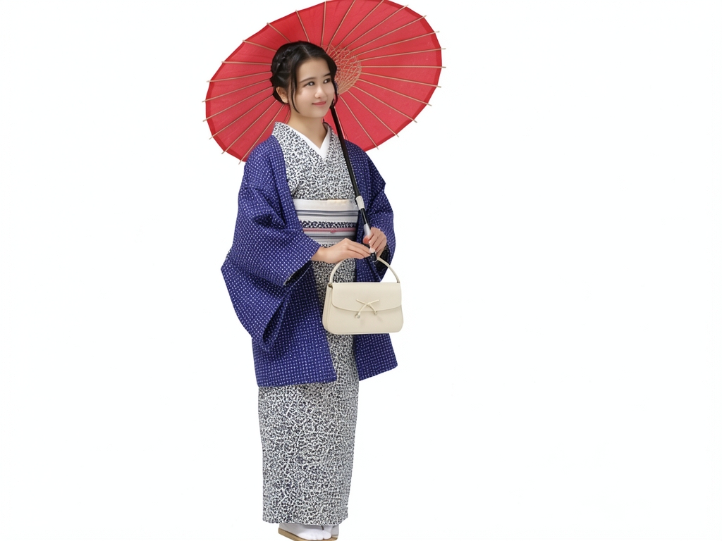 綿100％・きもの生地　久留米かすり 反物　 井桁柄・濃紺地（女 羽織）