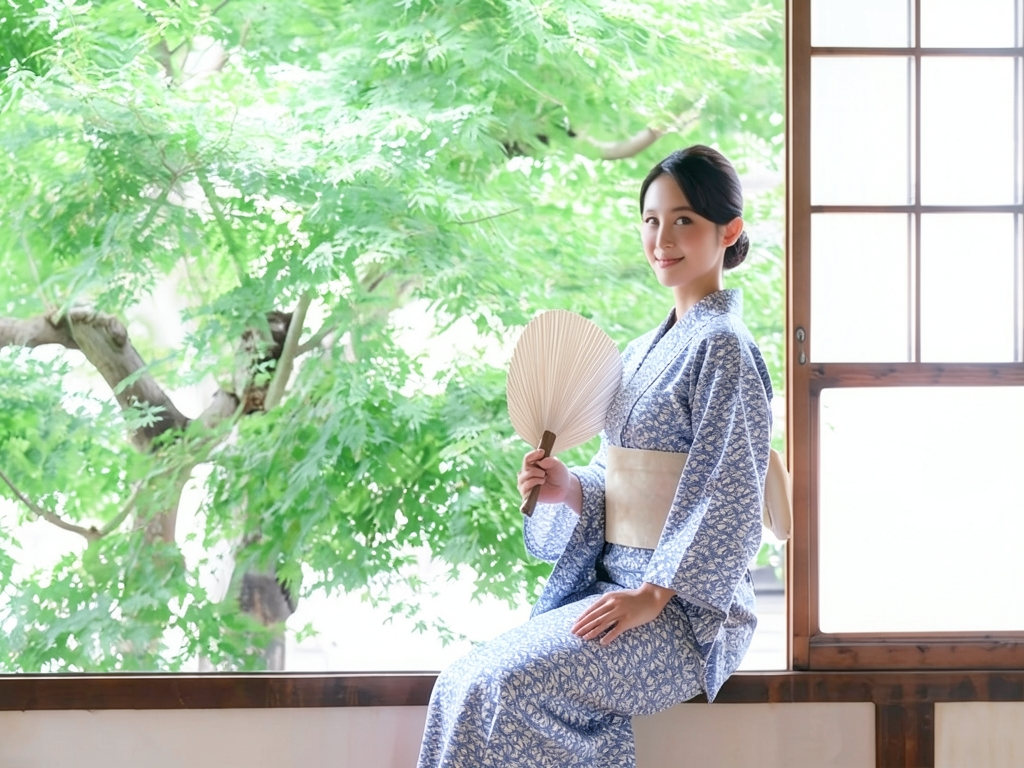 Yukata fabric 100% cotton yukata fabric with ears/No.79 plum/bamboo/pine bark diamond pattern/white… (Female yukata)