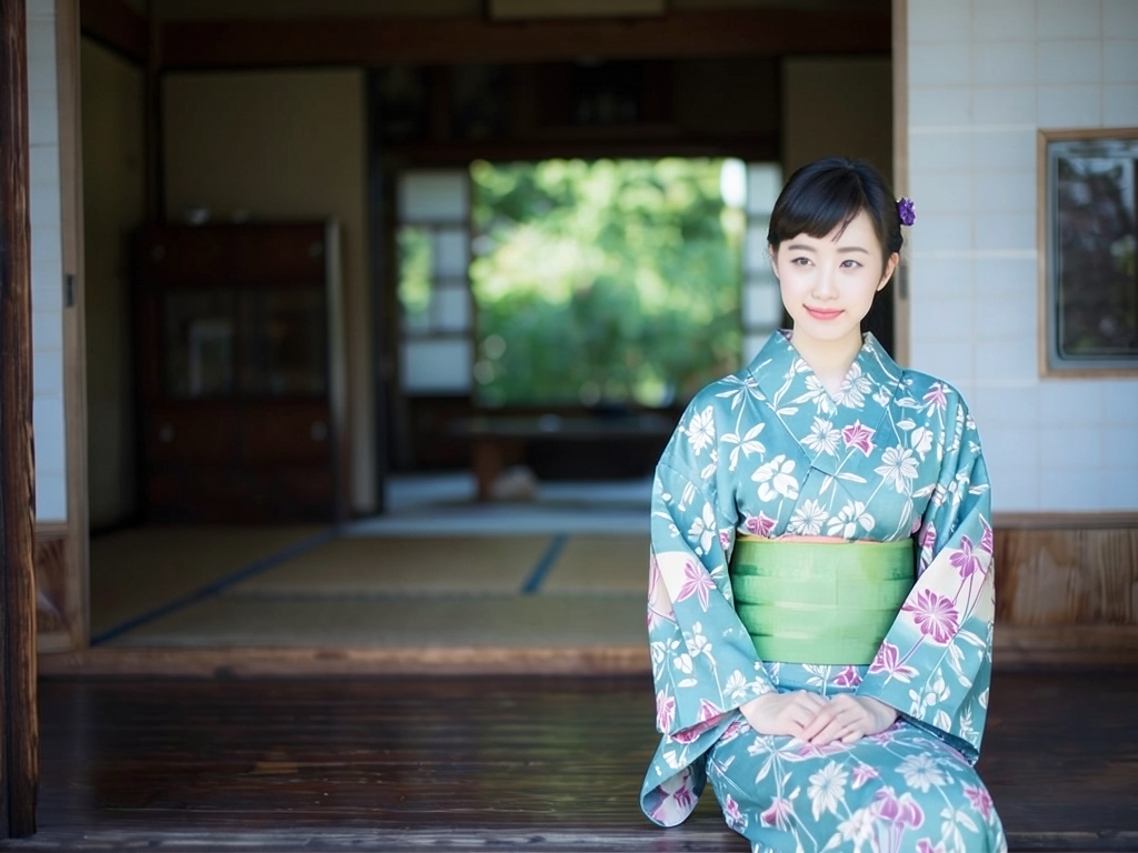ゆかた 生地 耳あり 両面染め浴衣 反物 源氏物語 No.81 青緑地・アヤメ・鉄線柄（女 浴衣）