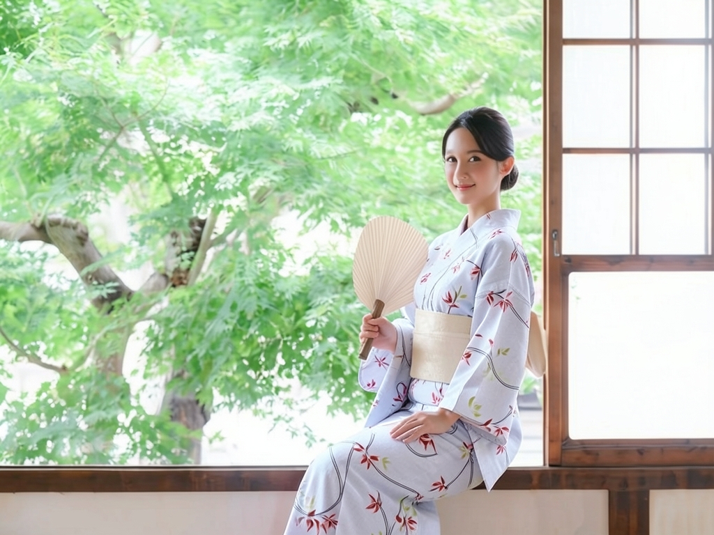 ゆかた 生地 クインサイズ(巾40cm)浴衣 反物・No.85 オフホワイト地・カタクリの花柄（女 浴衣）