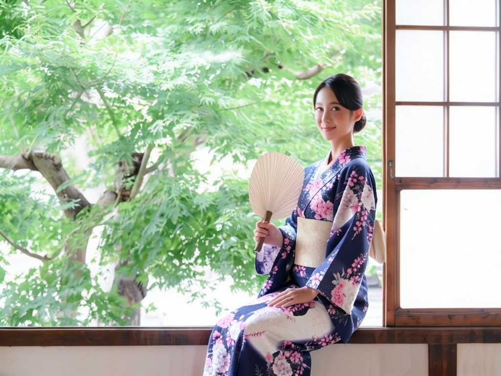 未仕立て品 耳なし(耳がほつれにくい加工済み)浴衣 生地 反物 レディース No.88 牡丹・雪輪柄・紫紺地（女 浴衣）