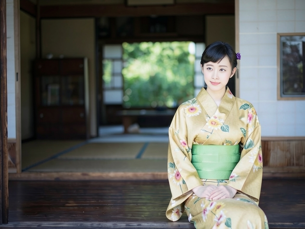 浴衣 生地 耳有り・両面染め ゆかた 反物 No.101 クリーム地・ヒマワリ柄（女 浴衣）