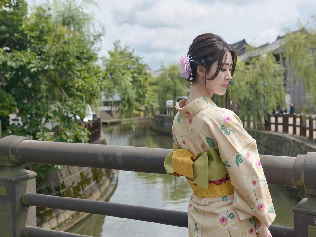 浴衣 生地 耳有り・両面染め ゆかた 反物 No.101 クリーム地・ヒマワリ柄（女 浴衣）