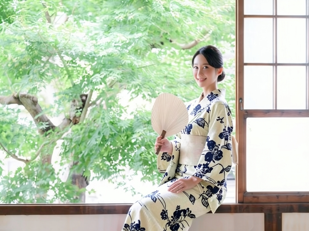 ゆかた 生地 両面染め 浴衣 反物 耳有り 白地・秋海棠柄・No.102（女 浴衣）