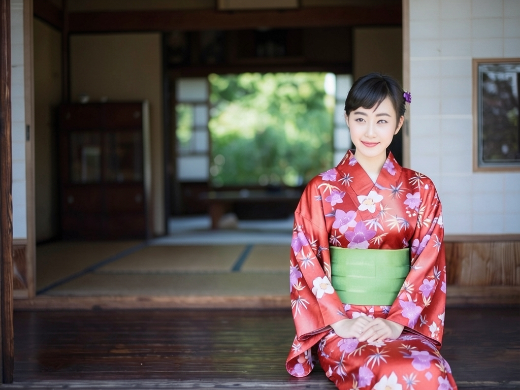 Cheap Yukata Fabric Yukata Cloth Ladies No.106 Red background/bellflower pattern (Female yukata)
