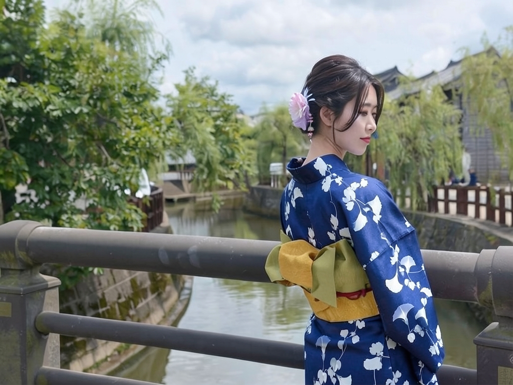 ゆかた 生地 耳あり浴衣 反物・芸艸堂 No.118 アサガオ柄・紺地（女 浴衣）