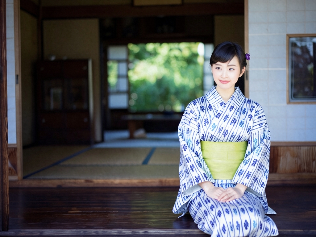 ゆかた 生地 クインサイズ 浴衣 反物 No.122 白地・立涌四ツ葉柄・乱絽（女 浴衣）