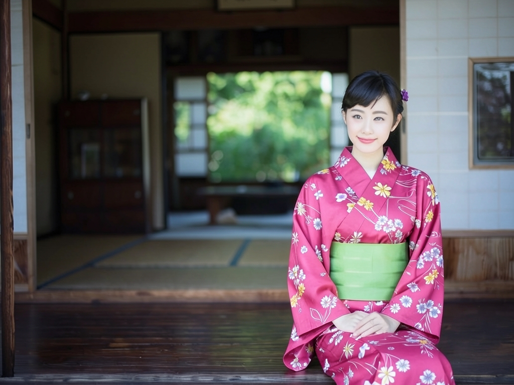 浴衣 生地 両面染めゆかた 反物 耳有り・No.124 ナデシコ柄・マゼンタ地（女 浴衣）