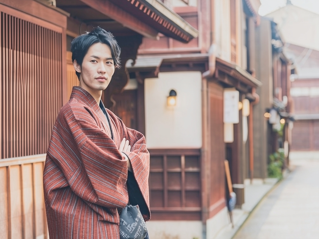 綿の着物 生地　久留米絣 反物  丸柄・赤丹色（男 羽織）