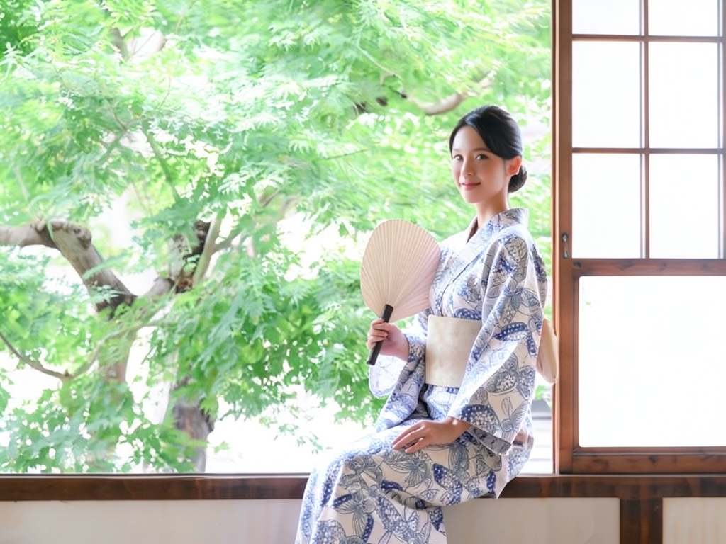 ゆかた 生地 巾41cm(クインサイズ) 浴衣反物 レディース No.126 白地・チョウ柄（女 浴衣）