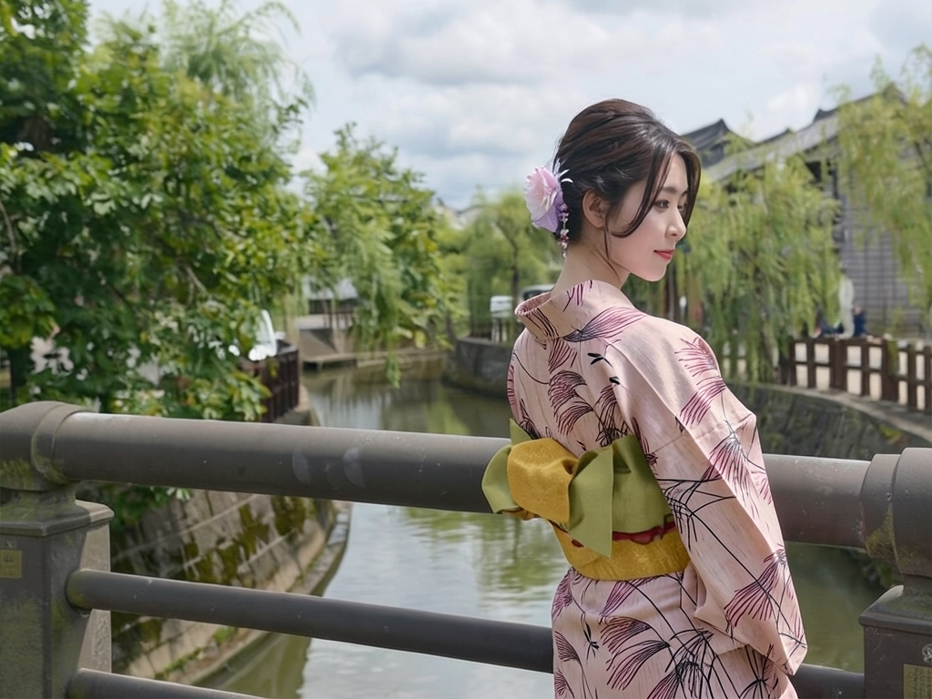ゆかた 生地 耳あり 両面染め浴衣 反物 源氏物語 No.132 うすベージュ地 トンボ柄（女 浴衣）