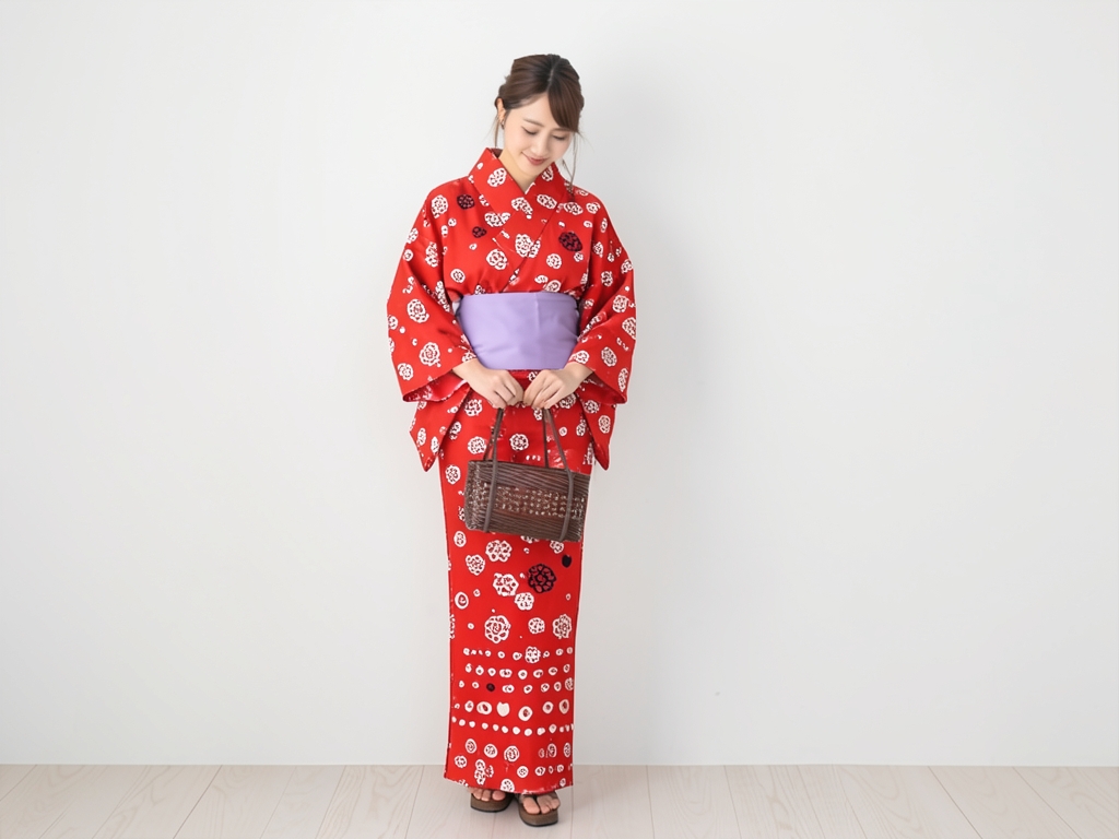 yukata tsumori chisato浴衣 反物 ツモリチサト 赤地・花丸柄・No.134（女 浴衣）