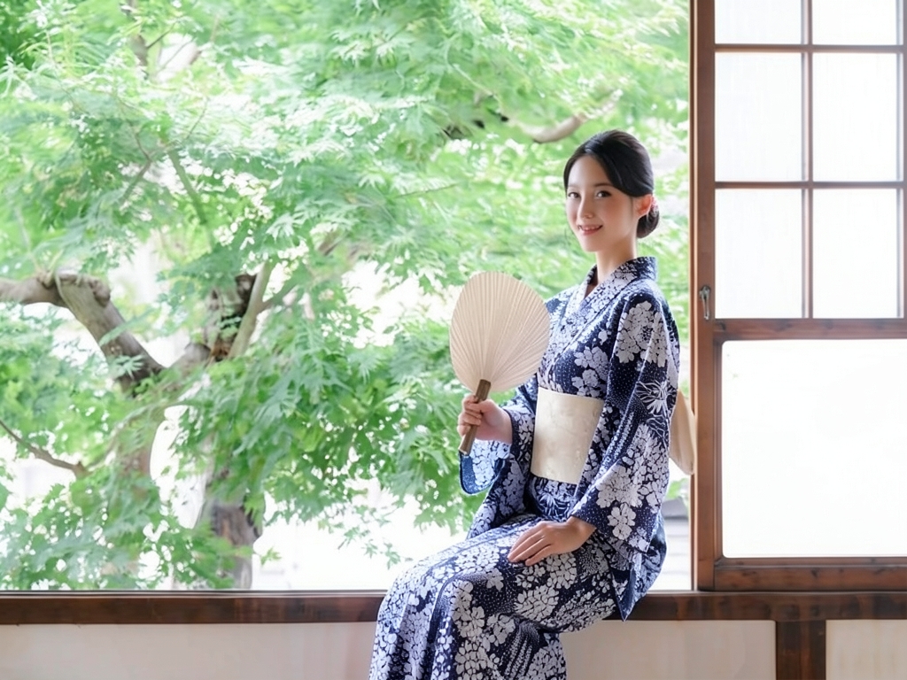 ゆかた 生地・乱絽・クインサイズ 浴衣 反物 ・No.135 百花裂取柄・濃紺地【訳有り】（女 浴衣）
