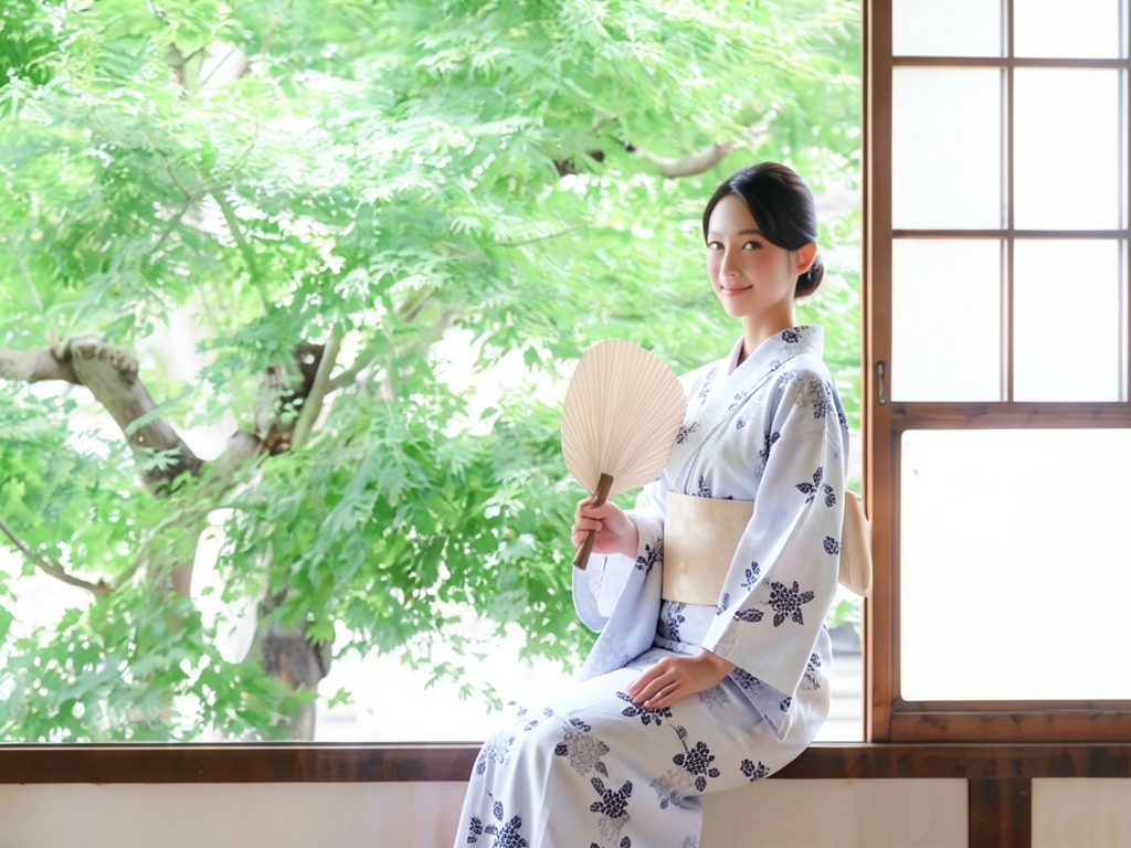 ゆかた 生地 未仕立て品 レディース 浴衣 反物 耳あり 白地・アジサイ柄・No.136（女 浴衣）
