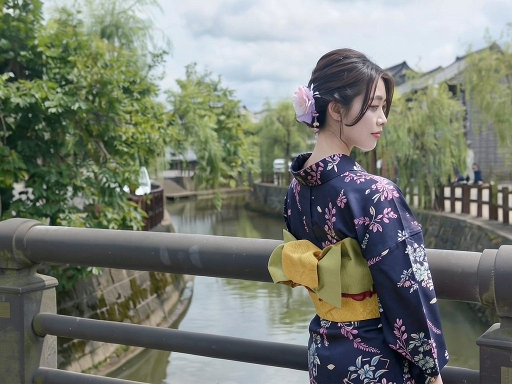 ゆかた 生地 耳有り・両面染め 浴衣 反物 No.138 牡丹柄・濃紺地（女 浴衣）