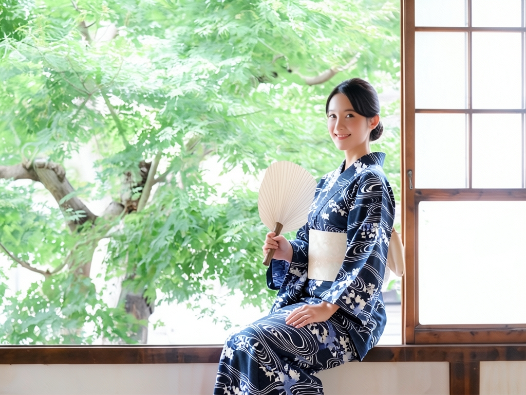 ゆかた 生地 乱絽 クインサイズ(巾40cm)浴衣 反物 レディース 黒地・竜田川柄・No.143（女 浴衣）